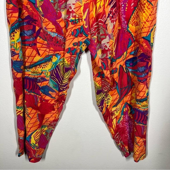 Vintage Albert & Pearl 100% Silk Tropical Fish Multicolor Shirt and Pants Set - Picture 12 of 16